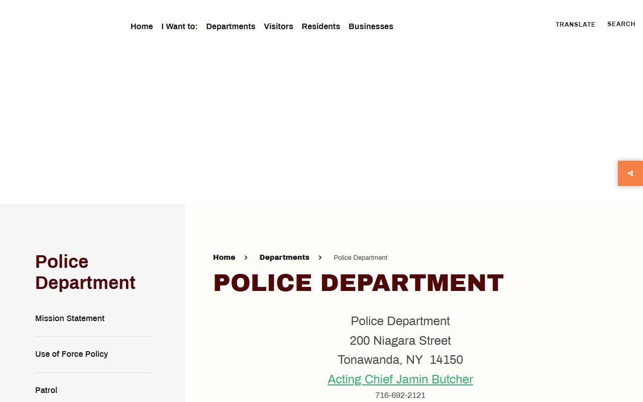 City of Tonawanda Police Department website for 72 hour booking records