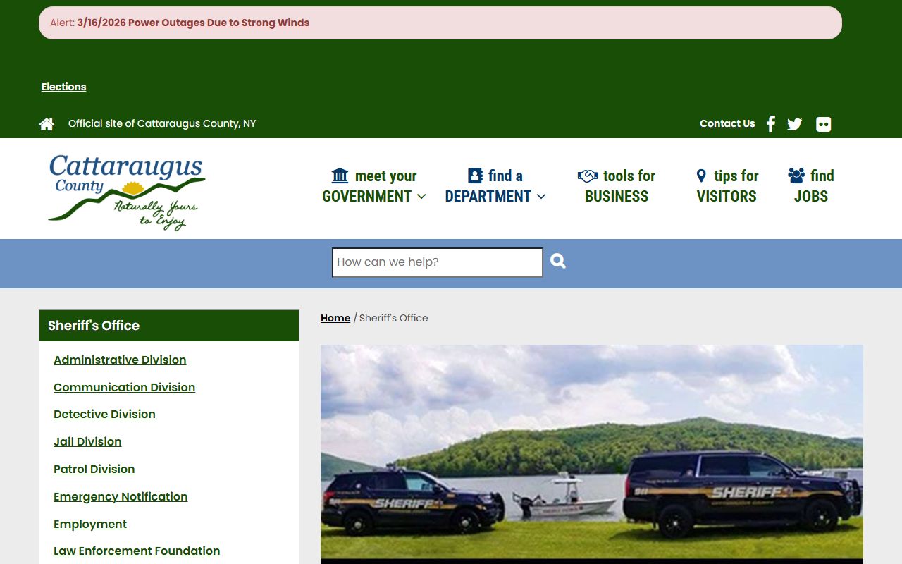 Cattaraugus County Sheriff's Office website for searching jail and booking records