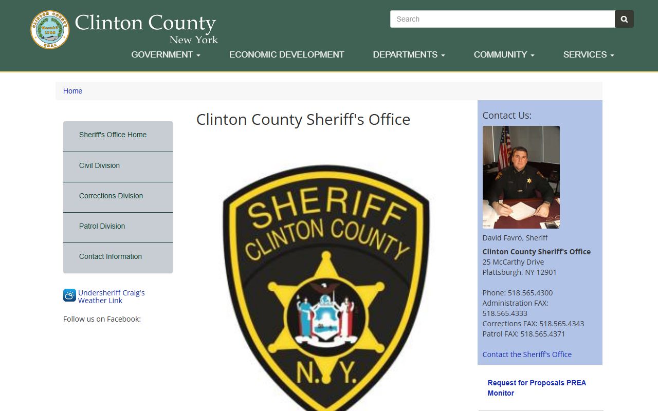 Clinton County Sheriff's Office website for accessing jail and booking information