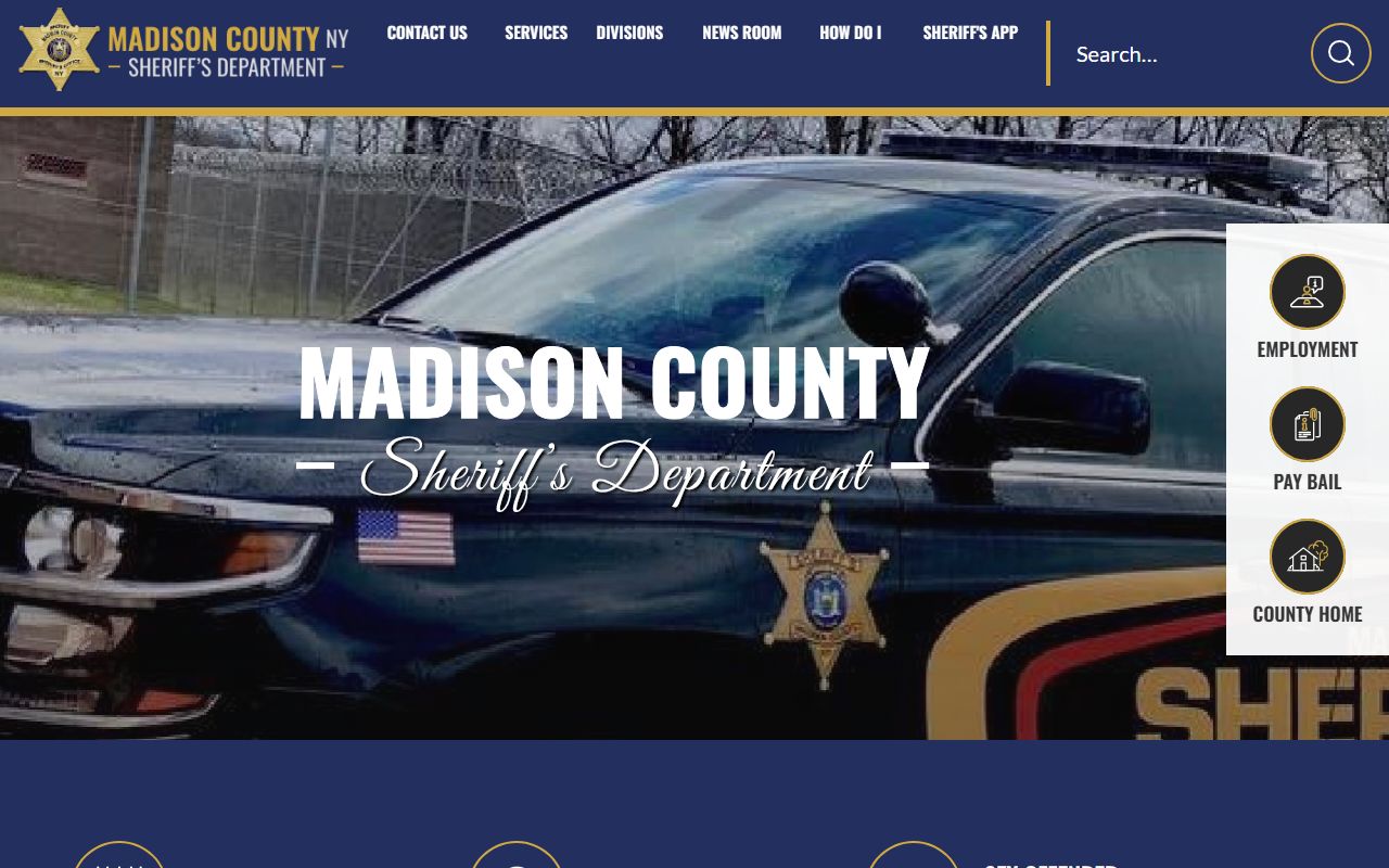 Madison County Sheriff's Office website showing department information and contact details