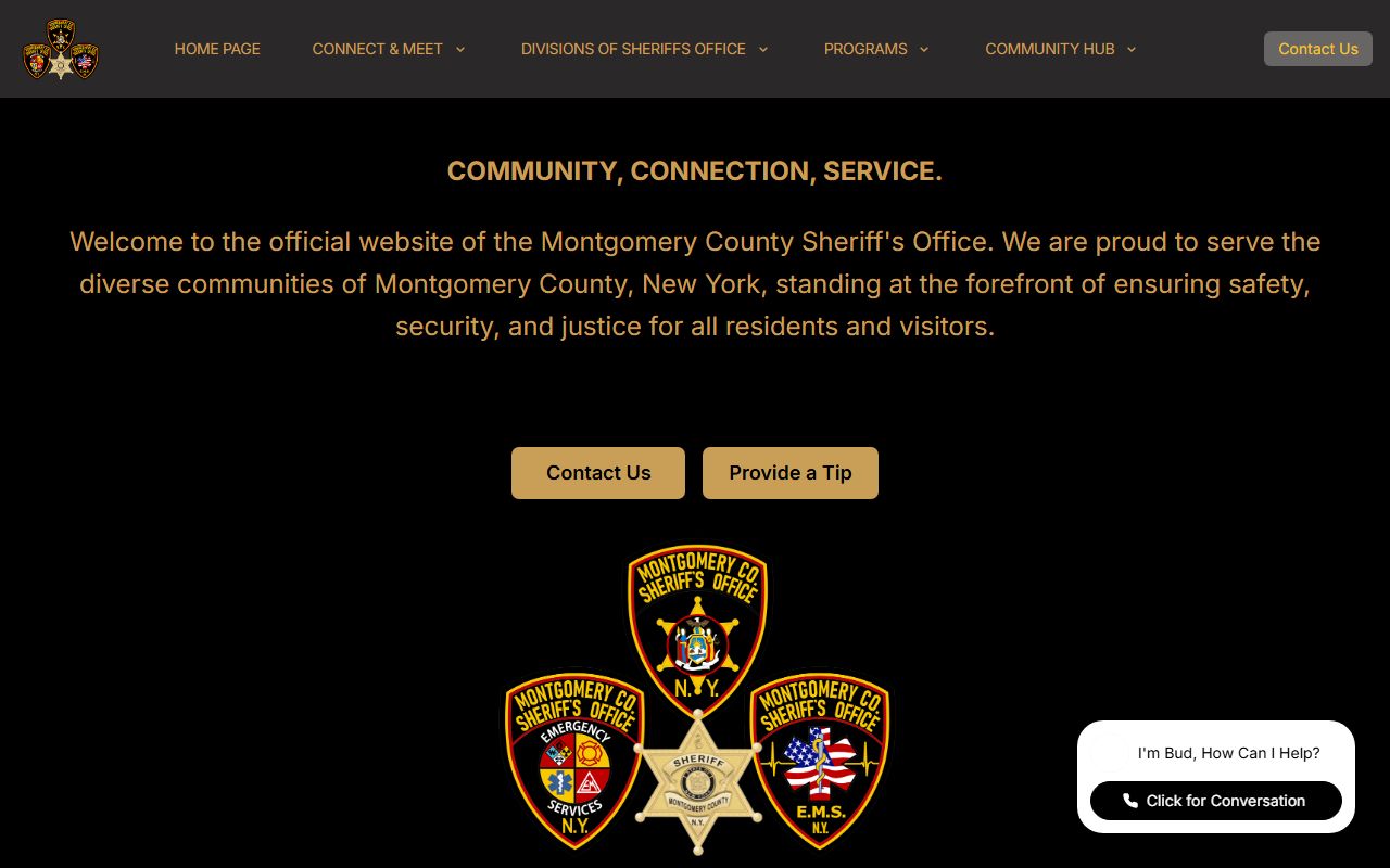 Montgomery County Correctional Facility website showing inmate lookup and jail information