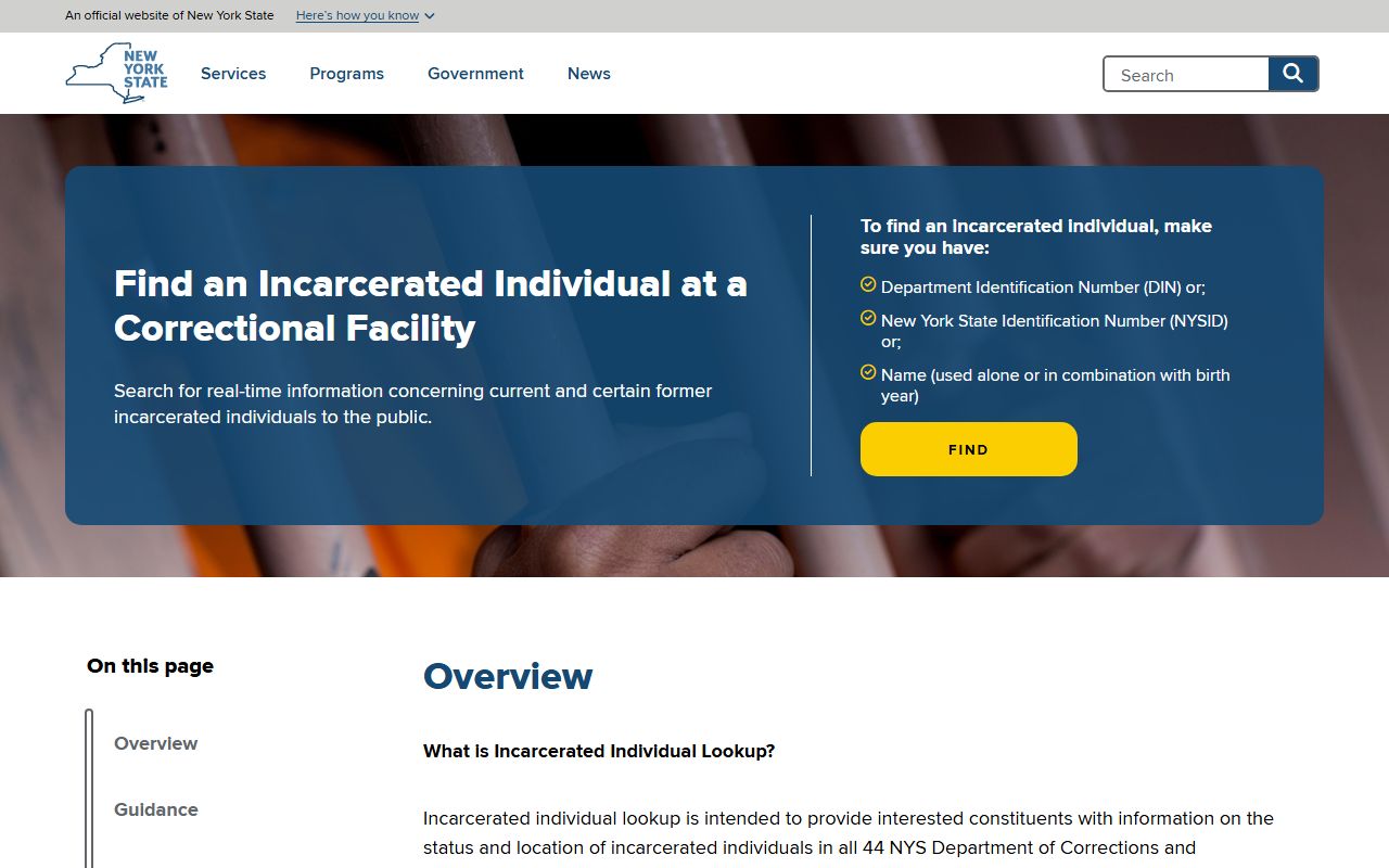 New York state 72 hour booking incarcerated individual search service